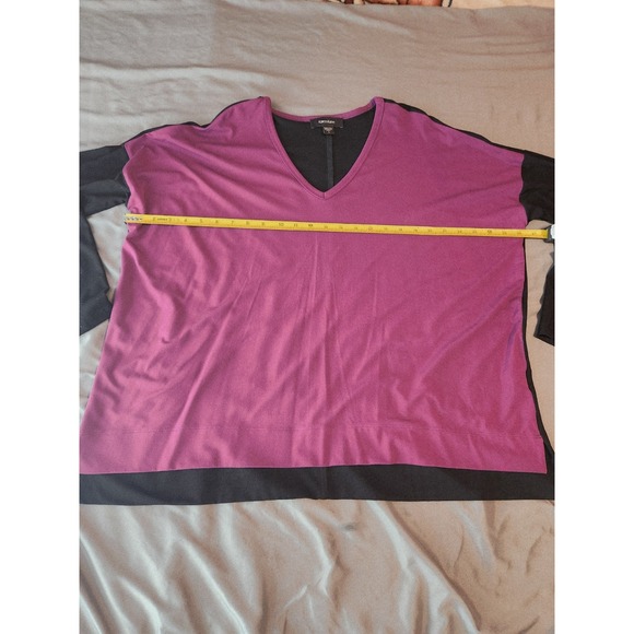 Karen Kane Colorblock V-Neck Blouse Women's Magenta and Black ...size L - Picture 3 of 8